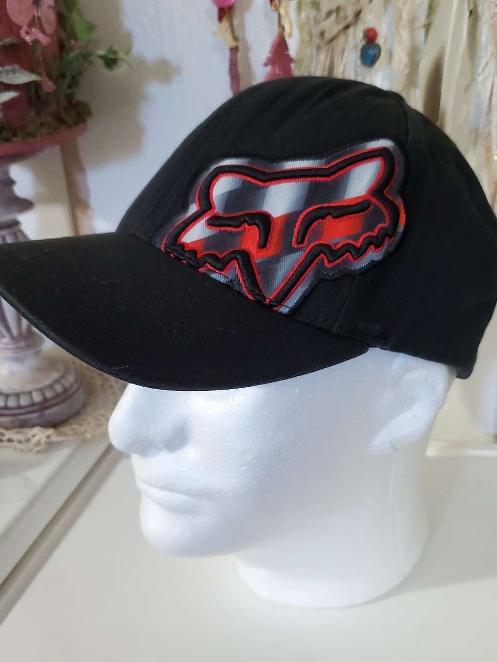 Fox Racing Men's Black Hat with Red Accent Logo Size S/M